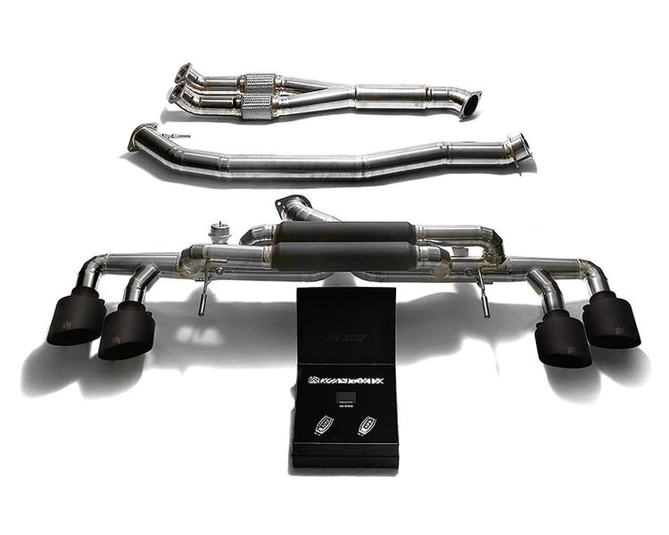 ARMYTRIX Titanium Valvetronic Catback Race Exhaust 90mm System Quad Titanium Blue Tips For Nissan GT-R R35 2009-2021