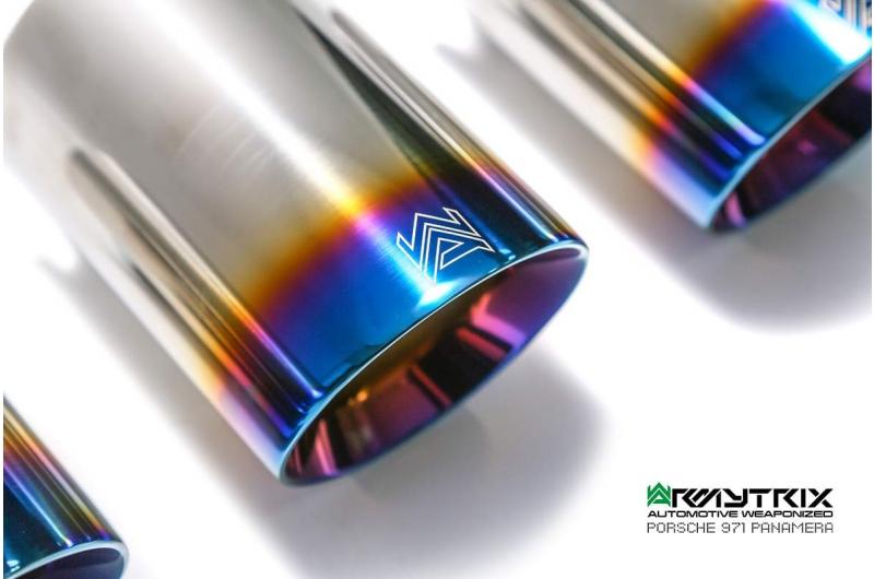 ARMYTRIX Stainless Steel Valvetronic Catback Exhaust System Quad Blue Coated Tips For Porsche 971 Panamera 2017-2021