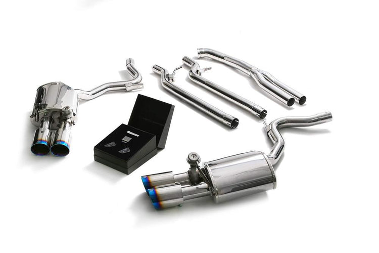 ARMYTRIX Stainless Steel Valvetronic Catback Exhaust System Quad Blue Coated Tips For Porsche 971 Panamera 2017-2021