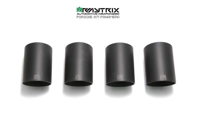 ARMYTRIX Stainless Steel Valvetronic Catback Exhaust System Quad Matte Black Tips For Porsche 971 Panamera 2017-2021