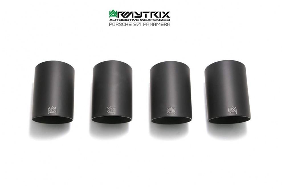 ARMYTRIX Stainless Steel Valvetronic Exhaust System Quad Matte Black Tips For Porsche 971 Panamera 2018-2021