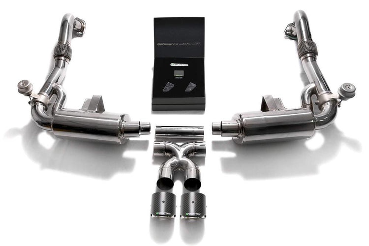 ARMYTRIX Stainless Steel Valvetronic Exhaust System Dual Carbon Tips For Porsche 718 Boxster | Cayman 2017-2021