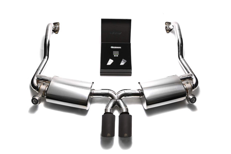 ARMYTRIX Stainless Steel Valvetronic Exhaust System Dual Matte Black Tips For Porsche 987.2 Boxster | Cayman PDK 2009-2012