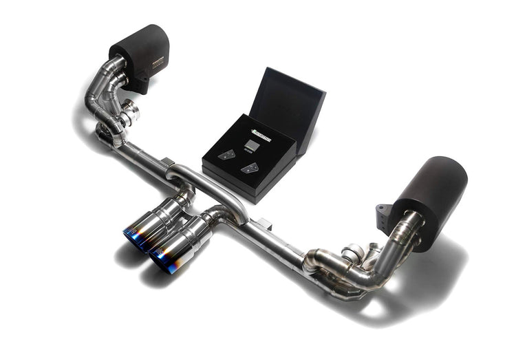 ARMYTRIX Titanium Valvetronic Exhaust System Dual Titanium Blue Tips For Porsche 991 GT3 | GT3 RS 2014-2021