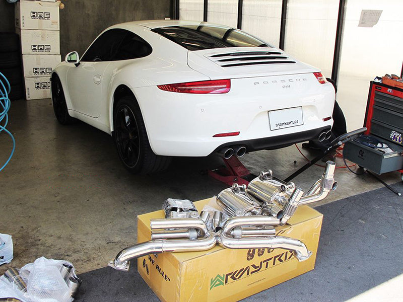 ARMYTRIX Stainless Steel Valvetronic Exhaust System Quad Chrome Silver Tips For Porsche 991 Carrera | S 2012-2016