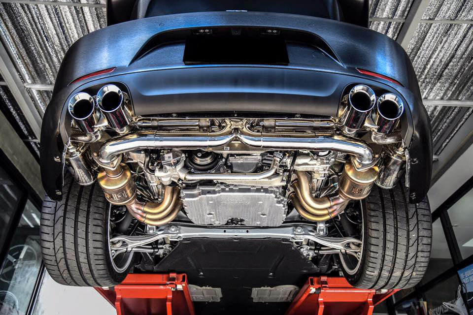 ARMYTRIX Stainless Steel Valvetronic Exhaust System Quad Blue Coated Tips For Porsche 991 Carrera | S 2012-2016