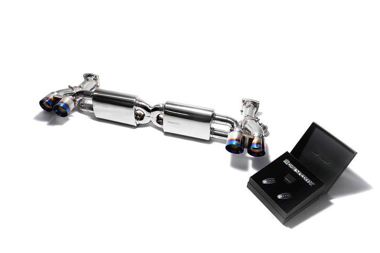 ARMYTRIX Stainless Steel Valvetronic Exhaust System Quad Titanium Blue Tips For Porsche 991 Turbo | Turbo S 2014-2016