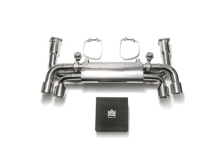 ARMYTRIX Stainless Steel Sport Race Valvetronic Exhaust System Quad Chrome Silver Tips For Porsche 991.2 Carrera 2017-2021