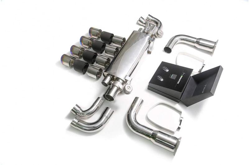 ARMYTRIX Stainless Steel Sport Race Valvetronic Exhaust System Quad Chrome Silver Tips For Porsche 991.2 Carrera 2017-2021