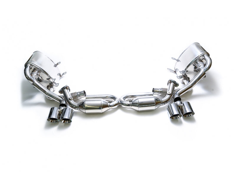 ARMYTRIX Stainless Steel Valvetronic Muffler Quad Chrome Silver Tips For Porsche 997 Carrera 2005-2008