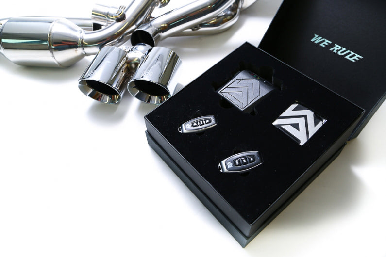 ARMYTRIX Stainless Steel Valvetronic Muffler Quad Chrome Silver Tips For Porsche 997 Carrera 2005-2008