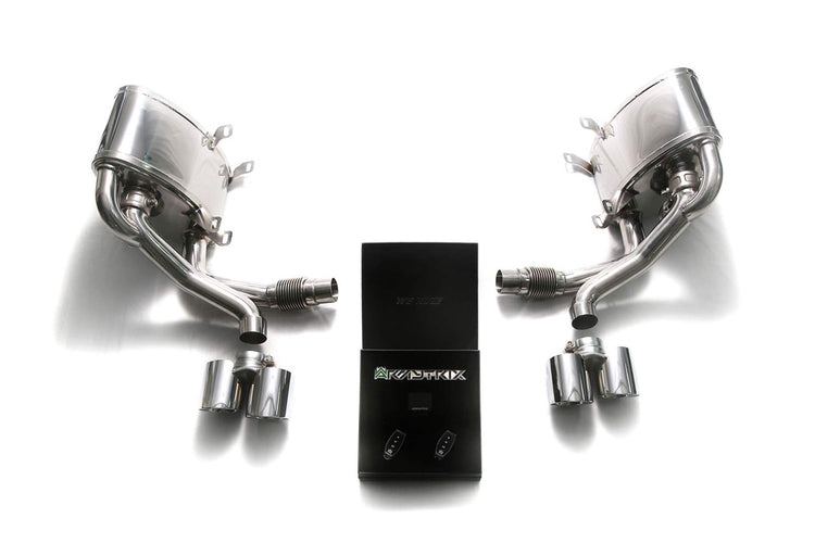 ARMYTRIX Stainless Steel Valvetronic Muffler Quad Chrome Silver Tips For Porsche 997 Carrera 2005-2008