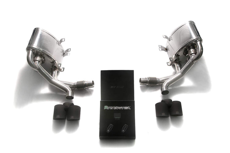 ARMYTRIX Stainless Steel Valvetronic Muffler Quad Matte Black Tips For Porsche 997 Carrera 2005-2008