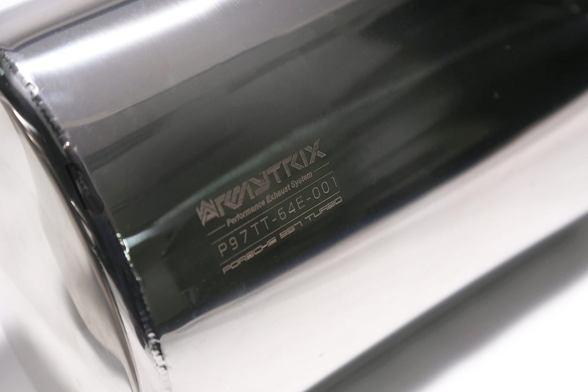 ARMYTRIX Stainless Steel Valvetronic Exhaust System Quad Matte Black Tips For Porsche 997 Turbo 2007-2009