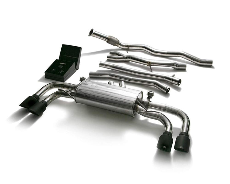ARMYTRIX Stainless Steel Valvetronic Catback Exhaust System Quad Matte Black Tips For Porsche Cayenne 2018+