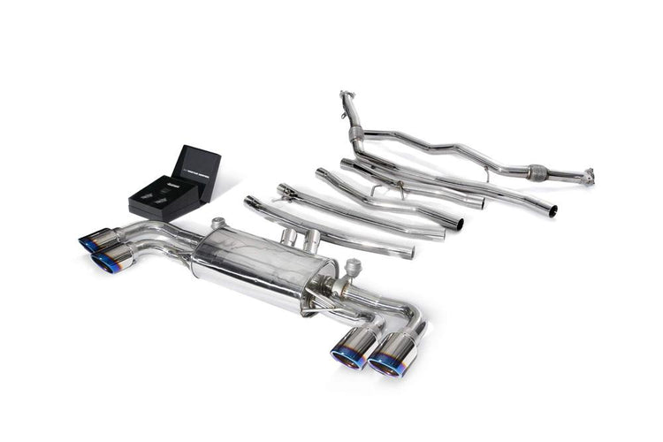 ARMYTRIX Stainless Steel Valvetronic Catback Exhaust System Quad Blue Coated Tips For Porsche Cayenne S 2.9L V6 TT 2019-2021