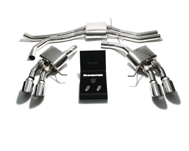 ARMYTRIX Stainless Steel Valvetronic Exhaust System Quad Chrome Silver Tips For Porsche Macan S | GTS | Turbo 2015-2021