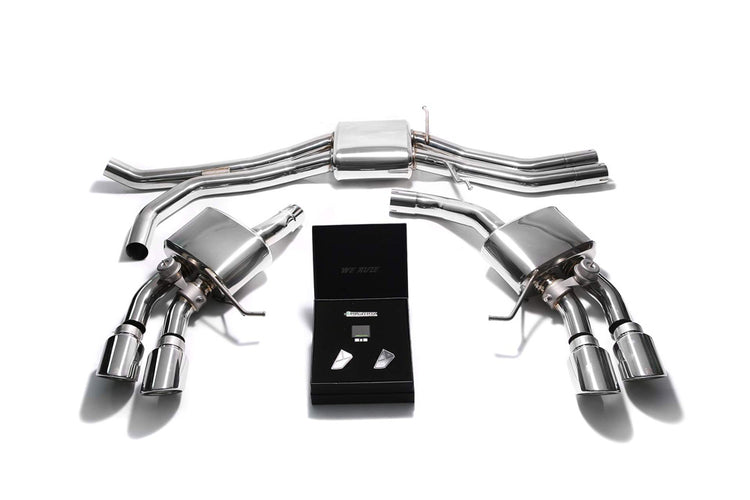 ARMYTRIX Stainless Steel Valvetronic Exhaust System Quad Chrome Silver Tips For Porsche Macan S | GTS | Turbo 2015-2021