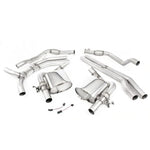 A front view of Milltek Non-Resonated Cat-Back Exhaust System for Audi RS5 B9 2018+ with white background