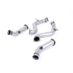A front view of Milltek Large Bore Downpipes w/ Catalyst Delete Pipes Mercedes C63 / C63 S W205 2014+ with white background