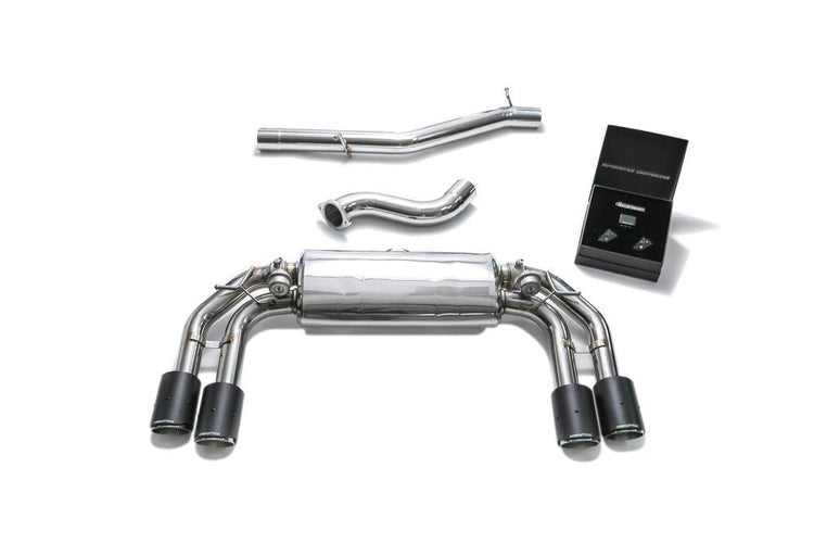 ARMYTRIX Stainless Steel Valvetronic Catback Exhaust System Quad Carbon Tips For Volkswagen Golf R MK7.5 2016-2021