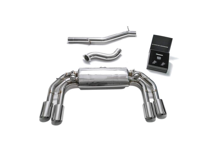 ARMYTRIX Stainless Steel Valvetronic Catback Exhaust System Quad Chrome Silver Tips For Volkswagen Golf R MK7.5 2016-2021