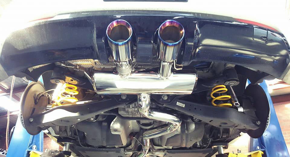 ARMYTRIX Stainless Steel Valvetronic Catback Exhaust System Dual Blue Coated Tips For Volkswagen Golf R MK6 2010-2014