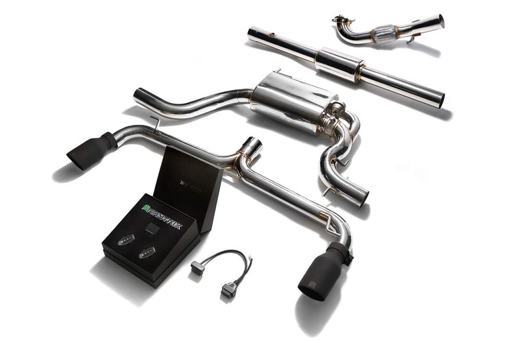 ARMYTRIX Stainless Steel Valvetronic Catback Exhaust System Dual Blue Coated Tips For Volkswagen Scirocco R 2.0TSI 2009-2021
