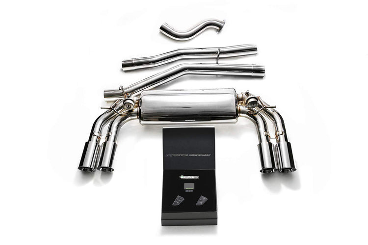 ARMYTRIX Stainless Steel Valvetronic Catback Exhaust System Quad Chrome Silver Tips For Volkswagen Golf R MK7 2014-2016