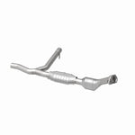 MagnaFlow 93153 hm grade direct-fit catalytic converter, opposite rear three-quarter view of the turntable spin