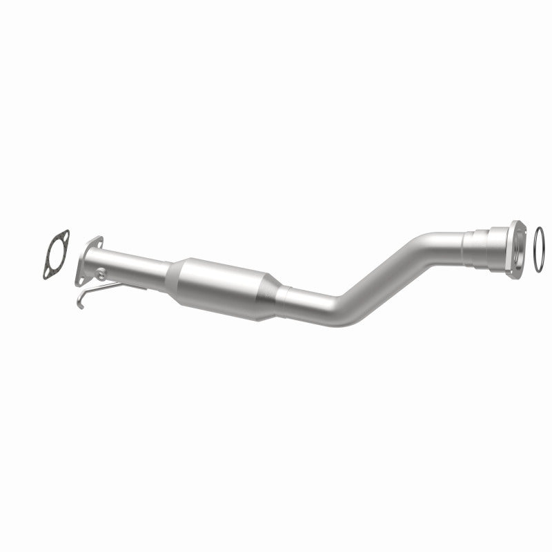 MagnaFlow 4481405 carb direct-fit catalytic converter, opposite rear three-quarter view of the turntable spin
