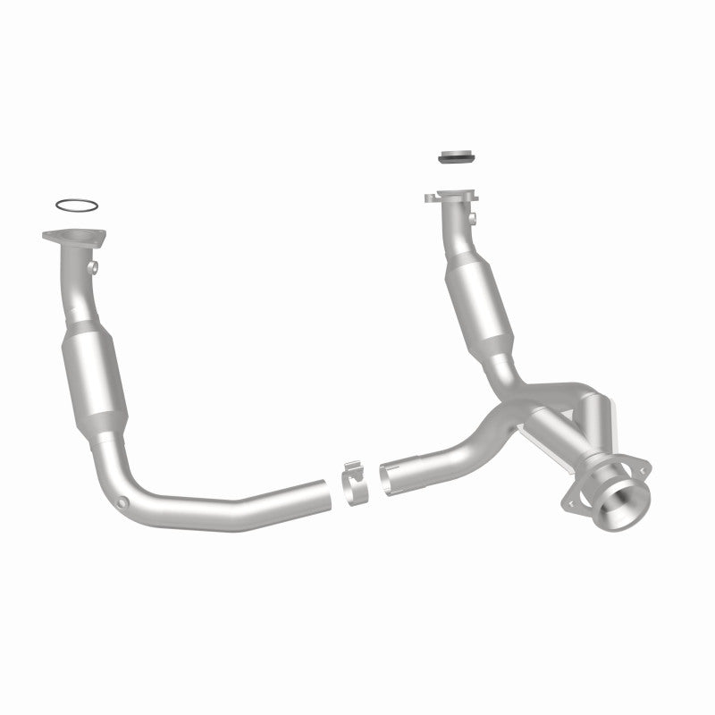 MagnaFlow 5451631 carb direct-fit catalytic converter, rear three-quarter view of the turntable spin