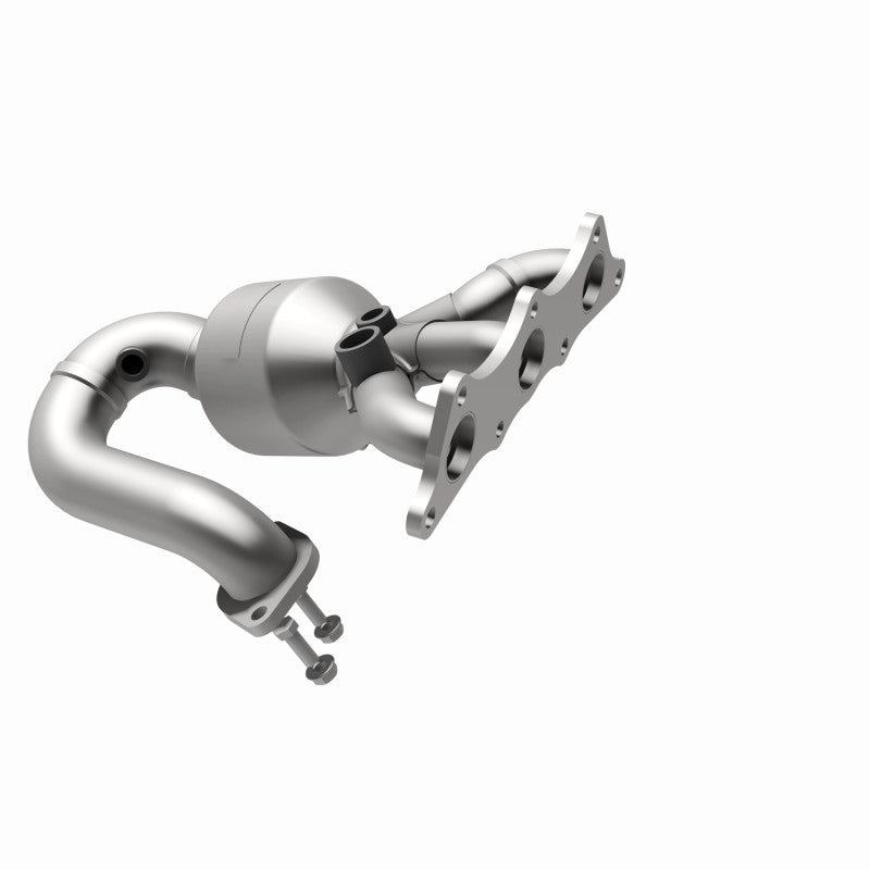 MagnaFlow 49349 oem grade manifold converter, opposite rear three-quarter view of the turntable spin