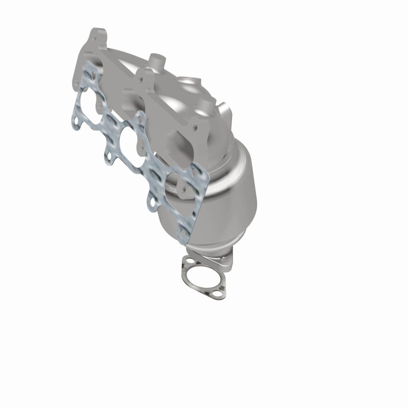 MagnaFlow 452044 carb manifold converter, rear three-quarter view of the turntable spin