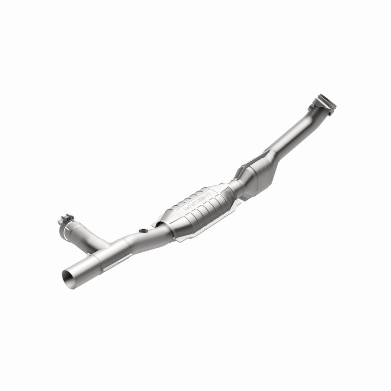 MagnaFlow 93128 hm grade direct-fit catalytic converter, rear view of the turntable spin