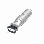 MagnaFlow 55213 epa direct-fit catalytic converter, opposite front three-quarter view of the turntable spin