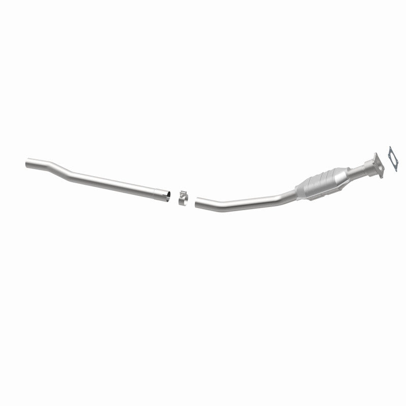 MagnaFlow 93425 hm grade direct-fit catalytic converter, opposite rear three-quarter view of the turntable spin