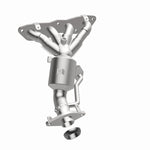 MagnaFlow 52441 oem grade manifold converter, rear three-quarter view of the turntable spin