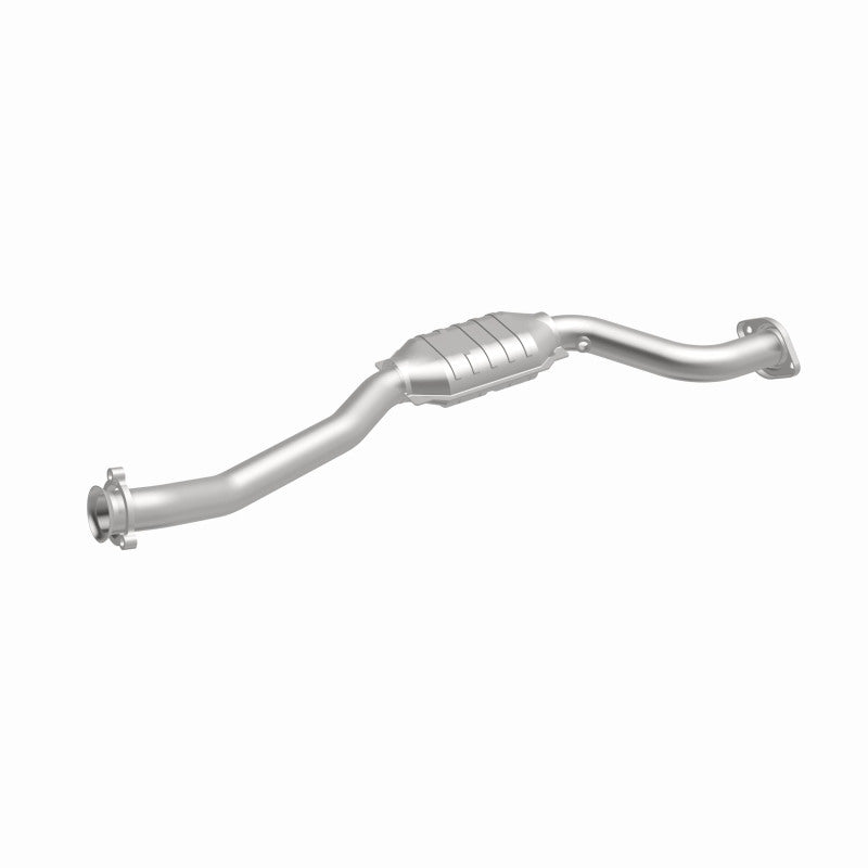 MagnaFlow 93421 hm grade direct-fit catalytic converter, front three-quarter view of the turntable spin