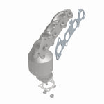 MagnaFlow 452040 carb manifold converter, side view of the turntable spin