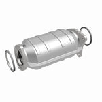 MagnaFlow 26227 hm grade direct-fit catalytic converter, front three-quarter view of the turntable spin