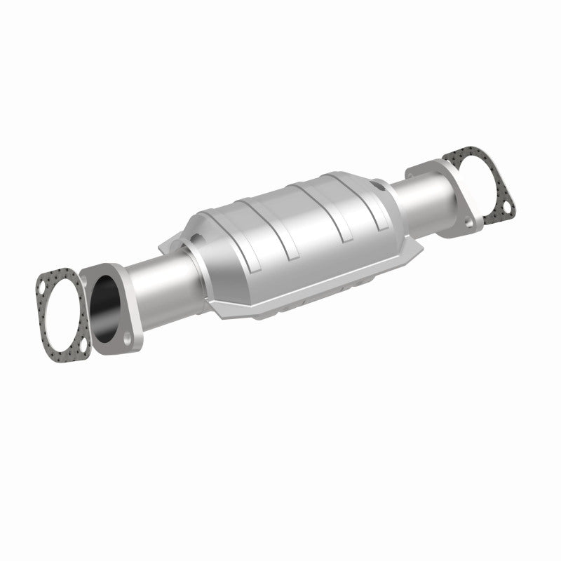 MagnaFlow 49447 oem grade direct-fit catalytic converter, front three-quarter view of the turntable spin