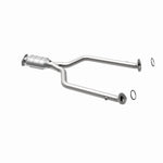 MagnaFlow 49085 oem grade direct-fit catalytic converter, opposite rear three-quarter view of the turntable spin