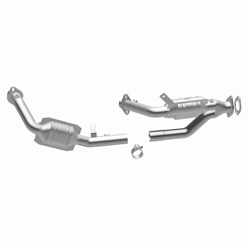MagnaFlow 444034 carb direct-fit catalytic converter, opposite side view of the turntable spin