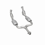 MagnaFlow 51127 oem grade direct-fit catalytic converter, rear three-quarter view of the turntable spin