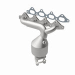 MagnaFlow 50655 hm grade manifold converter, opposite front three-quarter view of the turntable spin