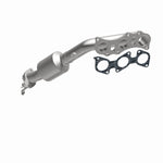 MagnaFlow 5481341 carb manifold converter, opposite front three-quarter view of the turntable spin