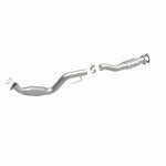 MagnaFlow 447273 carb direct-fit catalytic converter, front three-quarter view of the turntable spin