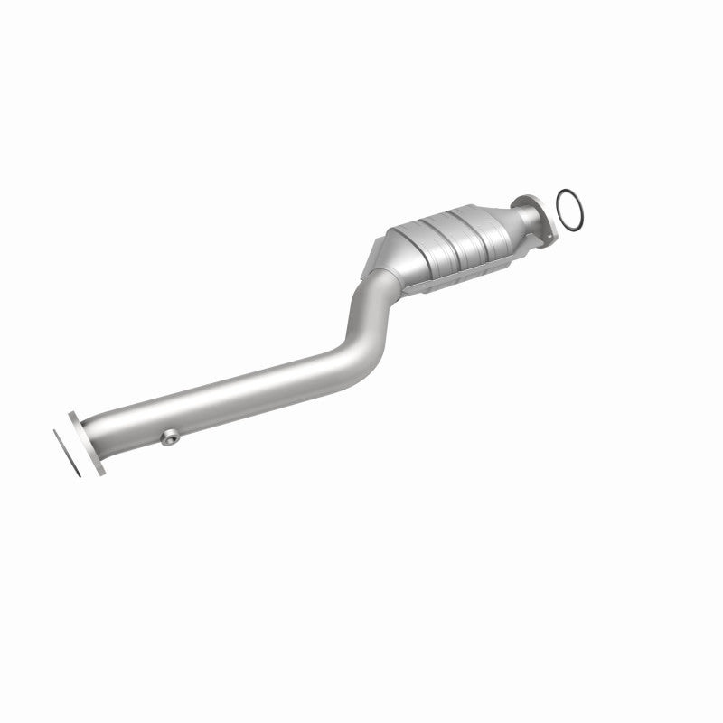 MagnaFlow 93352 hm grade direct-fit catalytic converter, front three-quarter view of the turntable spin