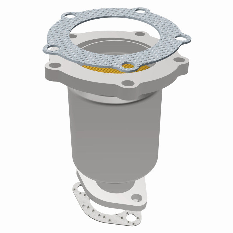MagnaFlow 49299 oem grade direct-fit catalytic converter, opposite rear three-quarter view of the turntable spin